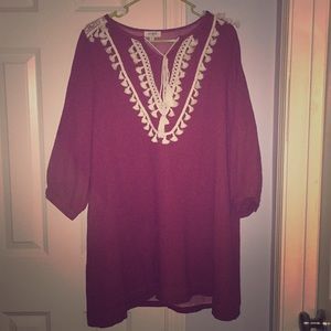 UMGEE RED/MAROON TASSEL ABOVE THE KNEE DRESS